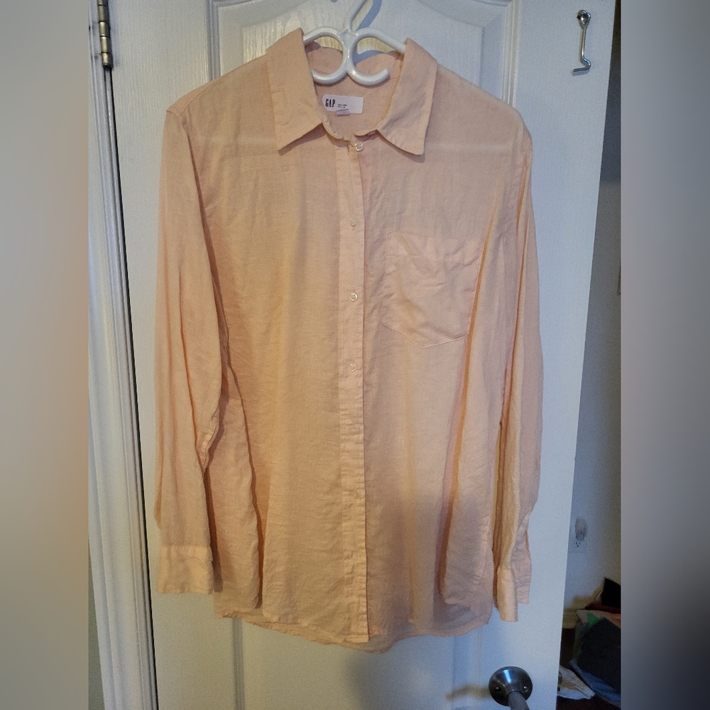 Gap Linen Shirt, Medium, Light Pink
